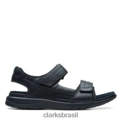 Clarks homens clarks de caminhada na natureza em couro preto RJZRN4420 couro preto