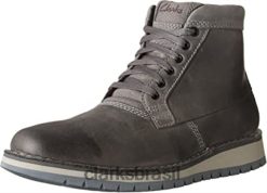 Clarks homens Clarks de couro cinza escuro masculino varby bota baixa RJZRN2995 couro cinza escuro
