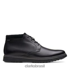 Clarks homens Clarks de couro preto un geo mid gtx RJZRN4379 couro preto