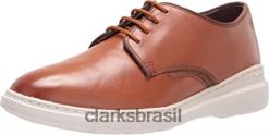 Clarks homens Clarks Dennet Low Oxford Masculino Couro Tan Escuro RJZRN2534 couro castanho escuro