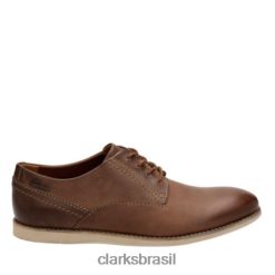 Clarks homens clarks franson couro tan liso RJZRN4510 couro bronzeado