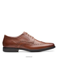 Clarks homens Clarks Howard Wing Couro Castanho Escuro Couro Castanho Escuro RJZRN5626 couro castanho escuro