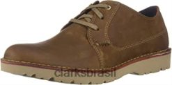 Clarks homens Clarks masculino de couro marrom escuro vargo plaoxford RJZRN1051 couro castanho escuro