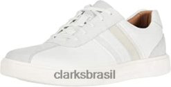 Clarks homens Clarks masculino un costa band sapatos branco couro camurça combi RJZRN106 combinação de camurça de couro branco
