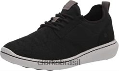 Clarks homens Clarks masculinos Step Urban Low Oxford Têxteis Pretos RJZRN1254 têxtil preto