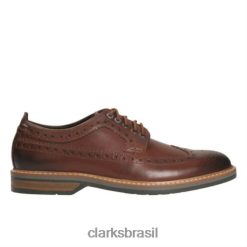 Clarks homens clarks pitney limit em couro bege RJZRN4524 couro bronzeado