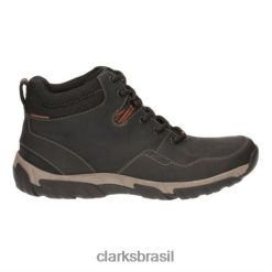 Clarks homens Clarks top walbeck preto de couro impermeável RJZRN4553 couro preto impermeável