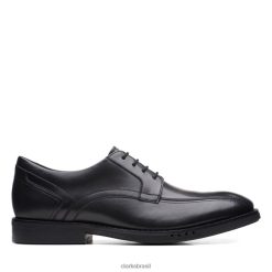 Clarks homens clarks un hugh way couro preto couro preto RJZRN6682 couro preto