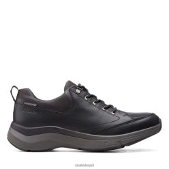 Clarks homens clarks wave 20 vibe preto couro preto RJZRN6754 couro preto