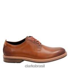 Clarks homens conhaque couro clarks pitney walk RJZRN4448 couro conhaque