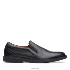 Clarks homens couro preto clarks malwood couro preto fácil RJZRN6843 couro preto