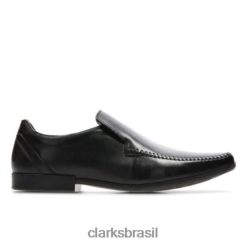 Clarks homens glement costura clarks couro preto RJZRN4397 couro preto