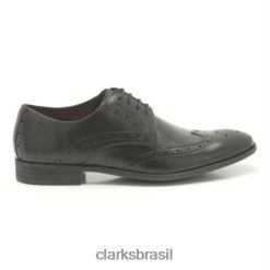 Clarks homens limite de gráfico de couro preto clarks RJZRN4521 couro preto