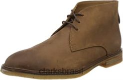 Clarks homens marrom escuro bronzeado lea clarks botas clássicas masculinas clarkdale bara RJZRN2104 marrom escuro bronzeado lea