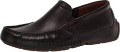 Clarks homens mocassim estilo markman pladriving masculino couro marrom escuro clarks RJZRN2830 couro marrom escuro