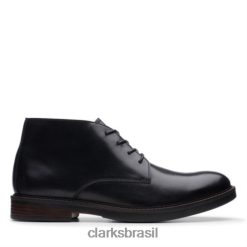 Clarks homens paulson mid clarks couro preto RJZRN4540 couro preto