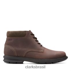 Clarks homens rendell peak clarks em couro marrom escuro RJZRN4348 couro marrom escuro