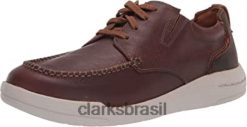 Clarks homens sapato masculino driftway baixo barco Clarks couro bronzeado escuro RJZRN1719 couro castanho escuro