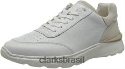 Clarks homens tênis clarks sprint litelace masculino couro combi branco RJZRN1235 couro combinado branco