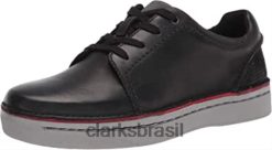 Clarks homens tênis kitna stride masculino clarks couro preto RJZRN1222 couro preto