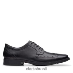 Clarks homens tilden wing clark couro preto RJZRN4455 couro preto