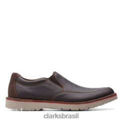 Clarks homens Vargo Step Clarks Brown Lether RJZRN4389 couro marrom