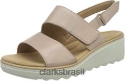 Clarks mulheres 26 feminino 1577354 sandália rasteira Clarks Dusty Rose couro RJZRN1101
