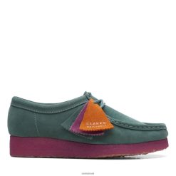 Clarks mulheres azul-petróleo combi clarks wallabee RJZRN3160 combinação verde-azulada