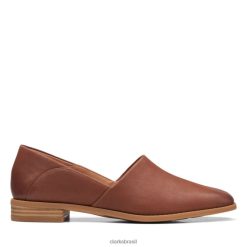 Clarks mulheres belle puro couro bronzeado escuro clarks couro bronzeado escuro RJZRN5981 couro castanho escuro