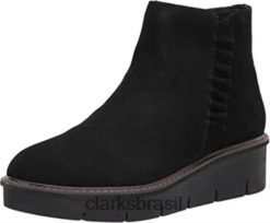 Clarks mulheres bota chelsea airabell vibe feminina clarks camurça preta RJZRN2149 Camurça preta