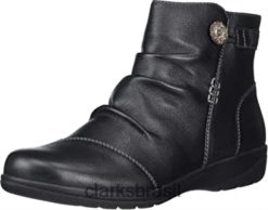 Clarks mulheres bota clarks feminina de couro preto cheyn zoe RJZRN2625 couro preto