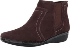 Clarks mulheres bota clarks feminina everlay leigh em camurça marrom escuro RJZRN2456 camurça marrom escuro
