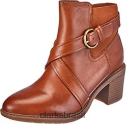 Clarks mulheres bota feminina Clarks Scene Strap tornozelo couro caramelo RJZRN2634 couro caramelo