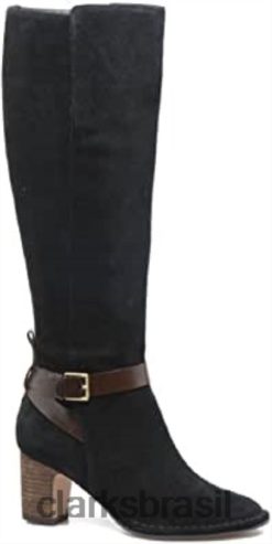 Clarks mulheres bota feminina Clarks Spiced Flame em camurça preta RJZRN104 Camurça preta