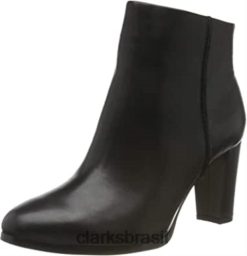 Clarks mulheres bota feminina kaylfern preta clarks RJZRN1747 couro preto couro preto