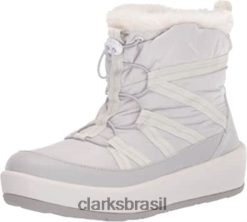 Clarks mulheres bota feminina step north frost clarks cinza claro têxtil RJZRN1087 tecido cinza claro