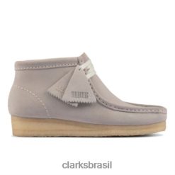 Clarks mulheres bota wallabee em camurça azul cinza clarks RJZRN4172 camurça cinza azul