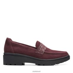 Clarks mulheres camurça vinho clarks RJZRN6244 camurça bordô