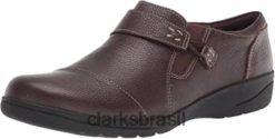 Clarks mulheres Cheyn o Nyx feminino de couro caído preto Clarks couro marrom escuro RJZRN2285 couro marrom escuro caído
