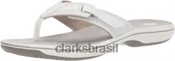 Clarks mulheres Chinelo Clarks Branco Sintético Feminino Brinkley Reef RJZRN857 sintético branco