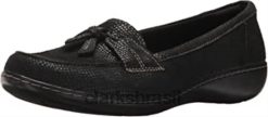 Clarks mulheres Clarks Black Interest Mocassim Bubble Ashland Feminino RJZRN1137 interesse negro