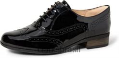 Clarks mulheres Clarks Black Patent Feminino Hamble Oak Brogues RJZRN625 patente preta