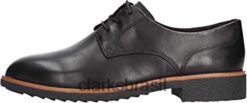 Clarks mulheres Clarks Black Women's Griff Lane Derbys RJZRN2313 couro preto couro preto