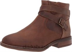 Clarks mulheres Clarks bota camzdime feminina couro marrom escuro RJZRN2866 couro castanho escuro