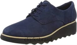 Clarks mulheres Clarks camurça azul marinho camurça marinho feminino sharon noel derbys RJZRN865 camurça azul marinho camurça azul marinho