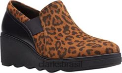 Clarks mulheres Clarks com estampa de leopardo mocassins femininos mazy RJZRN216 estampa de leopardo
