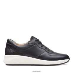 Clarks mulheres Clarks Couro Combi Preto Un Rio Sprint Couro Combi Preto RJZRN6481 couro combinado preto