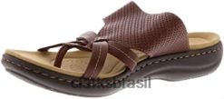 Clarks mulheres Clarks couro marrom escuro laurieann edge sandália rasteira feminina RJZRN235 couro castanho escuro