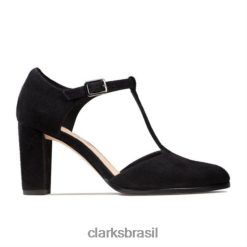 Clarks mulheres Clarks de camurça preta kayl85 tbar RJZRN3875 Camurça preta