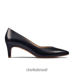 Clarks mulheres Clarks de couro azul marinho Laina 55 Court2 RJZRN4003 couro marinho